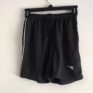 Black diadora shorts with white stripes